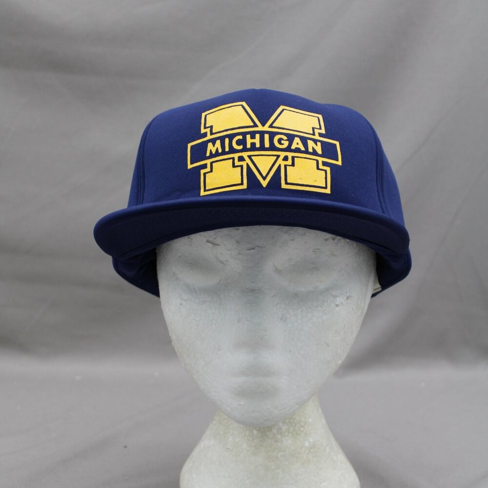 Michigan Wolverines Hat (VTG) - Screened Big M Graphic - Adult Snapback